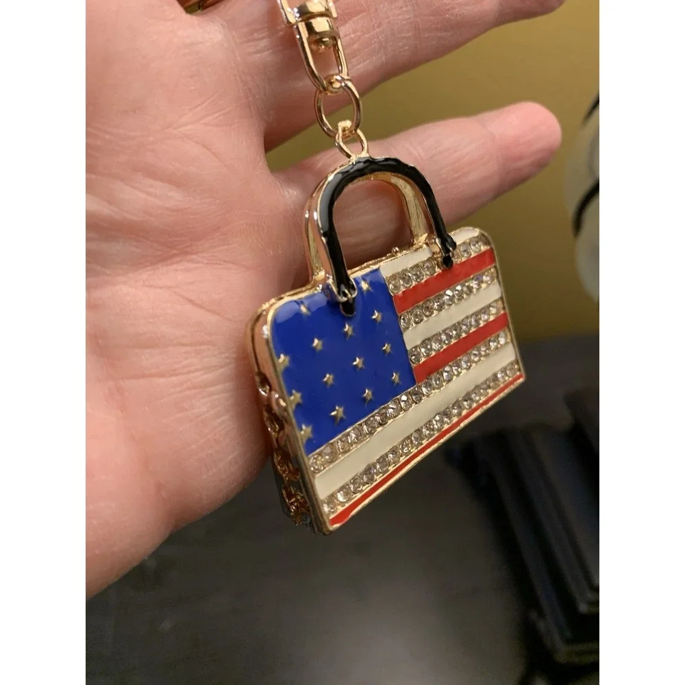 Bag Charm Keychain – Luxury, American Flag, Queen, USA Bling Bag Charm Keychain